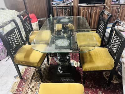 06 Chairs Glass Dinning Table  -  For Sale