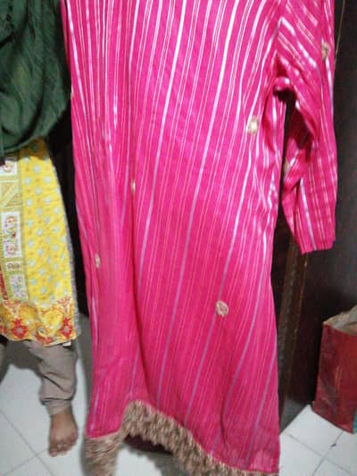 new 3 pice dorya lawn shocky pink shalwar hy dopatta same, as, shirt