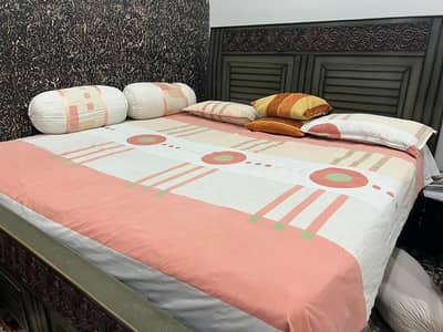 Elegant Dark Wood Carved Bed Frame