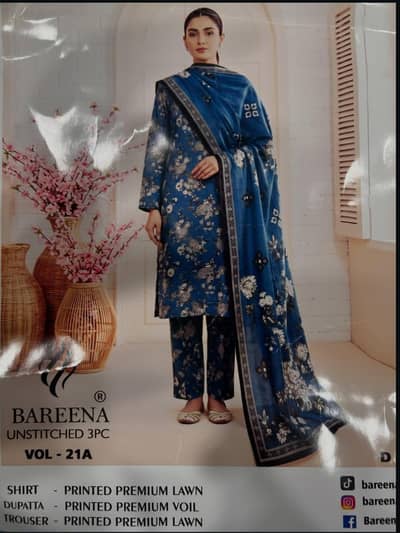 Bareeze 3 Piece Unstitched Suit – Brand New