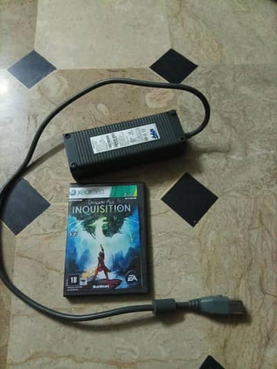 Xbox 360 spare AC adapter + a free game (Dragon age inquisition] cd
