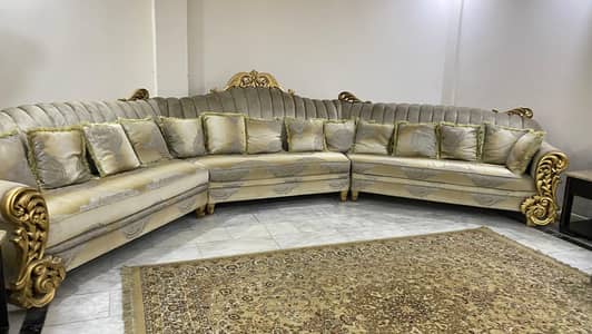 Royal Baroque Semicircular Sofa Set | Gold Carved Frame
