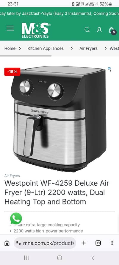 westpoint airfryer double raud with warranty