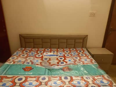 Double Bed with Mattress and Side Table