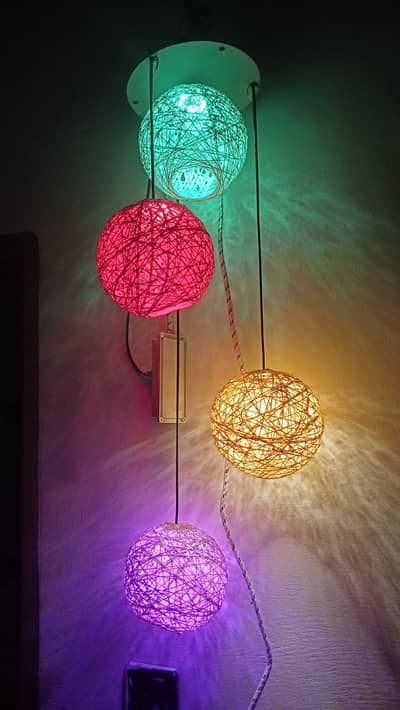 Beautiful 4-Step Multicolor Yarn Ball Pendant Lights for Home Decor