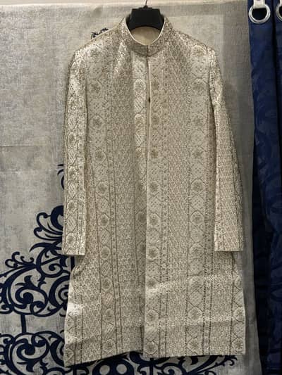 Premium Wedding Sherwani + Turban + Khussa | Excellent Condition