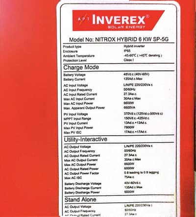 Inverex Nitrox 6kw Hybrid solar inverter