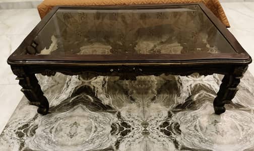 Beautiful Center Table | Pure Sheesham Wood | High Gloss | Glass Top