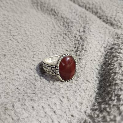 Yamani Aqeeq Turkish Silver Ring