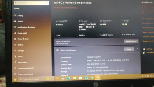 Hp Leptop   4 gb ram 128gb memry