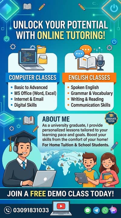 Online Home Tuition for English and Computer in Pakistan