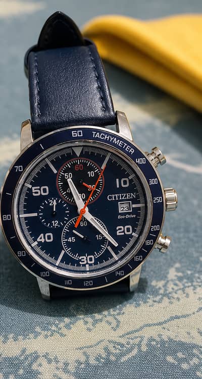 Citizen Brycen chronograph Blue Dial Blue Leather Strap