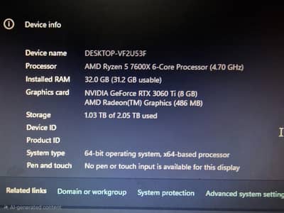 Ryzen 7600x 32GB Ram, nvme 500Gb, SSD250gb , 2 HDD. 1.5tb