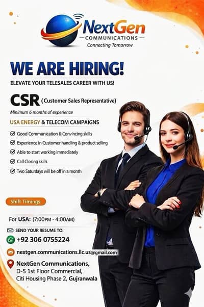 CSR (Customer Sales Representative) required for American Call Center