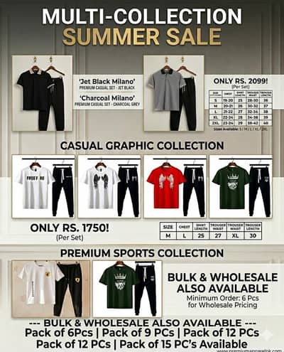  Premium Summer Tracksuit _Single Piece & Bulk/Wholesale Available