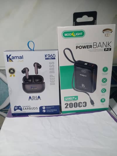 Powerbank and earbuds in combo offer.