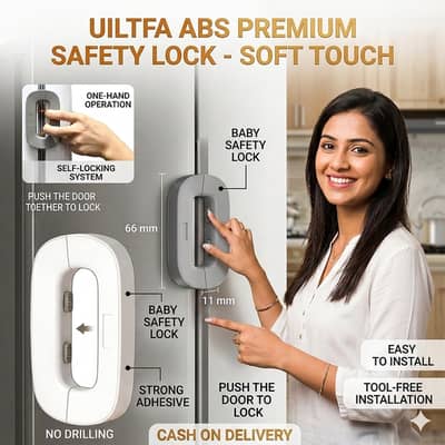 Premium Refrigerator Safety Lock | Baby Proofing Fridge Lock (No Drill