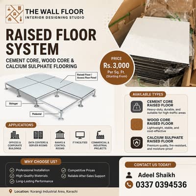 Raised Floor System – Cement Core, Wood Core & Calcium Sulphate Floori