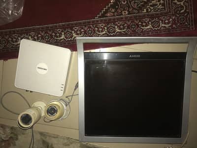 2 cameras one hikvision dvr box one Sony big lcd