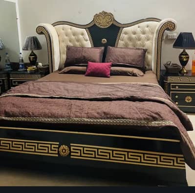 Versace style pure wooden designer bed