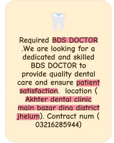 looking for a expert BDS DOCTOR
