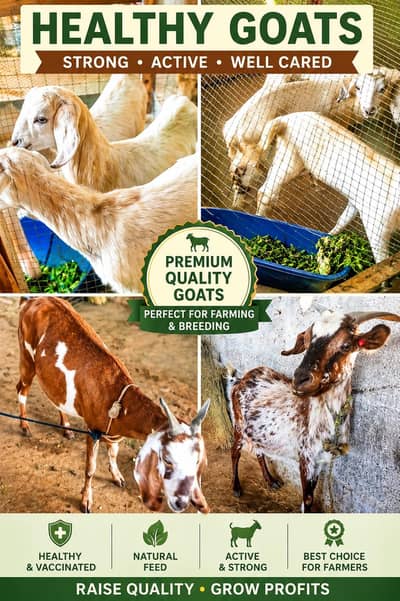 Goats Complete Setup for Sale (2 Goats, 3 bache)