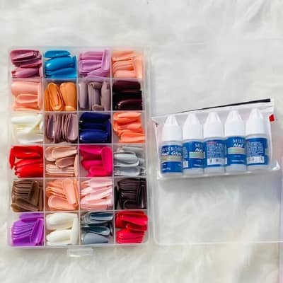 576 Pcs Multicolor Acrylic Artificial Nails Kit