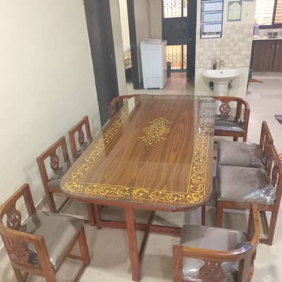 Elegant 8-Seater Wooden Dining Table Set for Sale