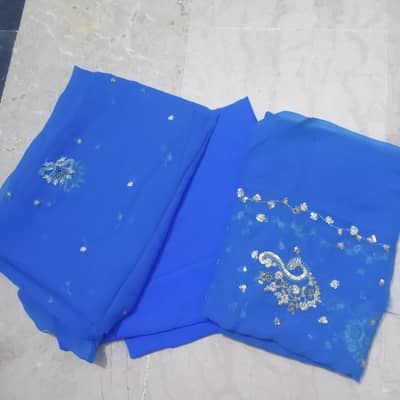 unstitched Georgette three piece embroidred sequins dress