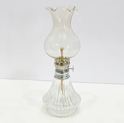1980s Lamplight Farms Diamond-Cut Glass Oil Lamp | Made in Austria