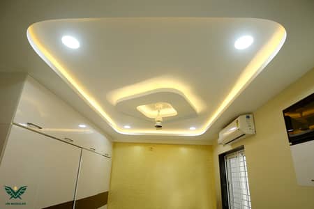 Gypsum ceiling-Wood work-Mirror parition- Gypsum partition-Pvc doors
