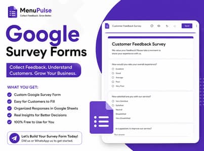 Google Survey Form for Restaurants Feedback Survey Setup