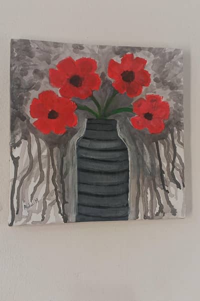 Flower Painting with an abstract background