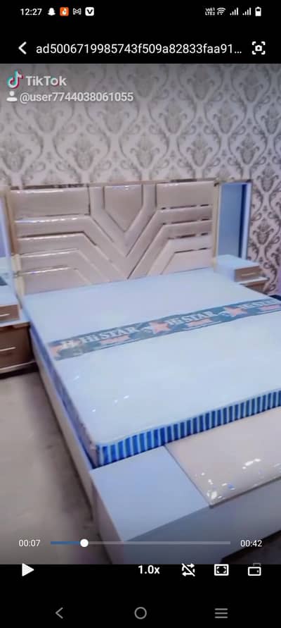 gold and White color full bedroom set