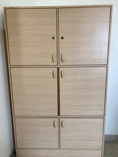 Premium Oak Finish 6 Doors Storage Cabinet Spacious & Elegant Design