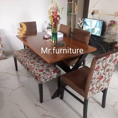 modern dining set, shesham wood table, 4 persons dining table set