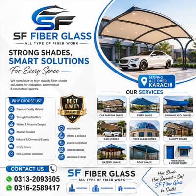 Fiber Shade - Car Parking Shade - Fiber Glass Sheet - Canopy Shade