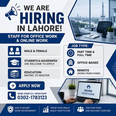 We are hiring male and female