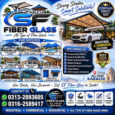 Car Parking/Shade/ Car Shed/ Fiber Shades/Fiber Sheet/Fiber Sheets