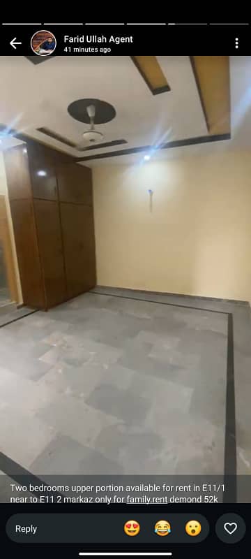 2 Bed unfurnished upper portion available monthly rent in ISLAMABAD E11 2