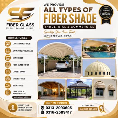 Fiber Glass Shade - Folding Canopy - Parking Tensile Shade - Car Shade