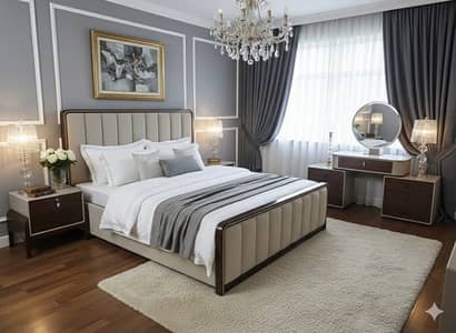Brand New Wooden King Size Bed Set with Dressing Table & Side Tables