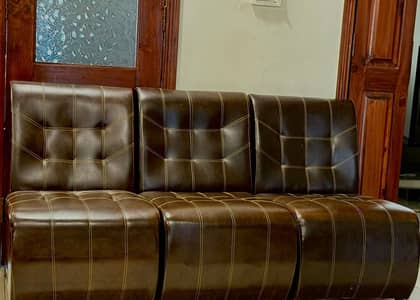 Office Sofa chairs / 7 seater / Leather Brown