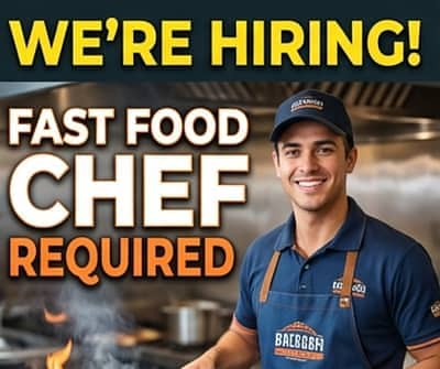 We are required chef for our new fast food restaurant on urgent basis