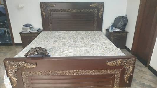 Used Bed with 2 Side Tables For Sale
