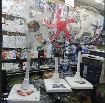 Rechargeable Fan 18” | 3Hr Backup | LED Light | Delivery All PK