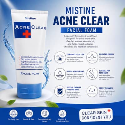 Mistine Acne clear Facial foam 85g | Acne & oil control | Face wash