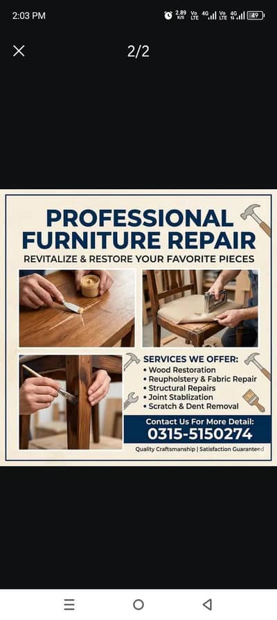 furniture polish sofa repairing