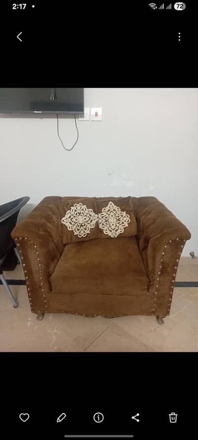 Sofa Set for sell brand new condition ma ha velet fabric ha 1 year use