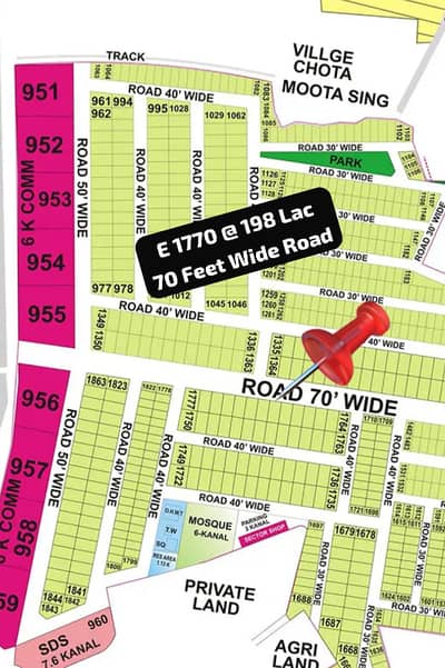 10 Marla Plot no. 1770 Available For Sale on 70 Feet Wide Road